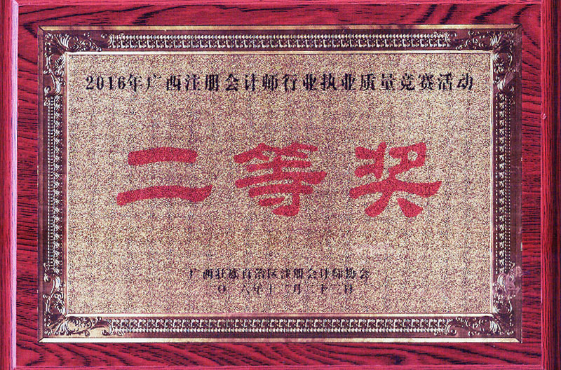 2016執業(yè)質(zhì)量二等獎